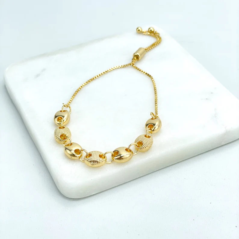 18k Gold Filled 1mm Box Chain & Polished and Texturized Mariner Anchor Chain, Chunky Link Mariner Front Bracelet. Wholesale