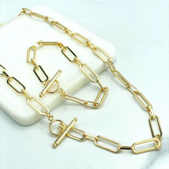 18k Gold Filled 8mm Paperclip Chain with Spring Ring Clasp, Chain 16" 18" or 24 " Long or Bracelet, Wholesale