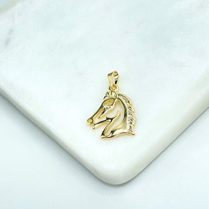 18k Gold Filled Cutout Horse Head Shape Pendant Charm