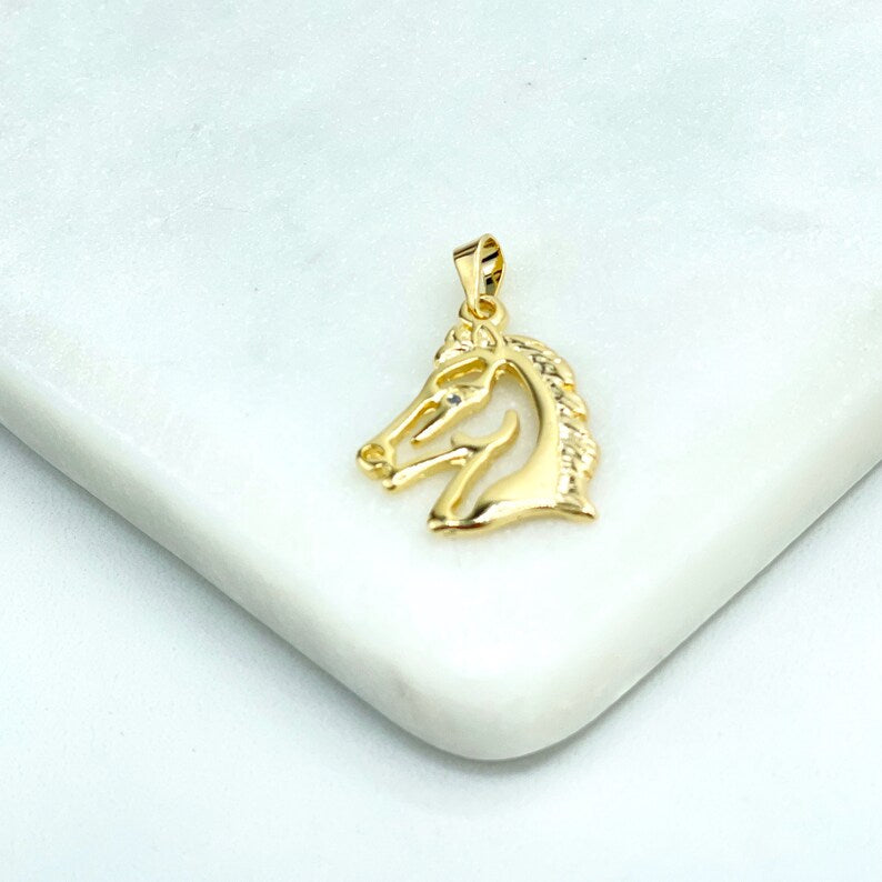 18k Gold Filled Cutout Horse Head Shape Pendant Charm