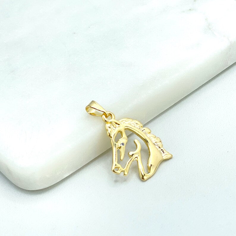 18k Gold Filled Cutout Horse Head Shape Pendant Charm