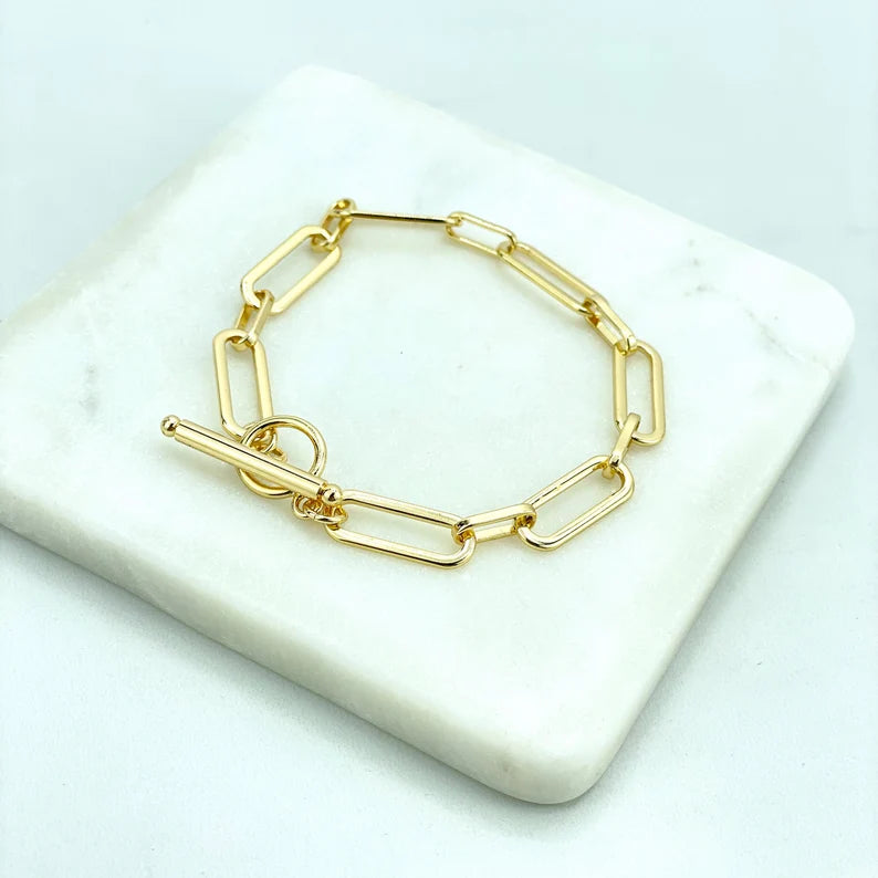 18k Gold Filled 8mm Paperclip Chain with Spring Ring Clasp, Chain 16" 18" or 24 " Long or Bracelet, Wholesale