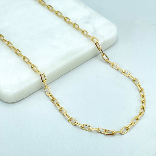 18k Gold Filled 3mm Paperclip Chain in 16 Inches or 18 Inches Long Necklace