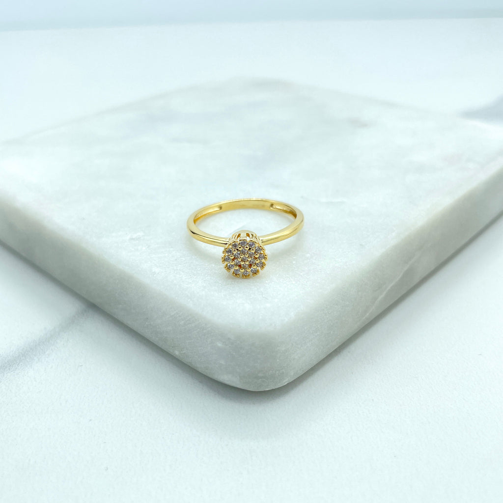 18k Gold Filled Solitaire Ring featuring Clear Micro Pave CZ, Engagement Wedding Ring