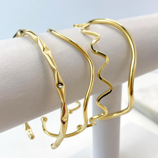 18k Gold Filled Adjustable Irregular Bracelets, Modern Minimalist Cuff Bracelets, 04 different styles