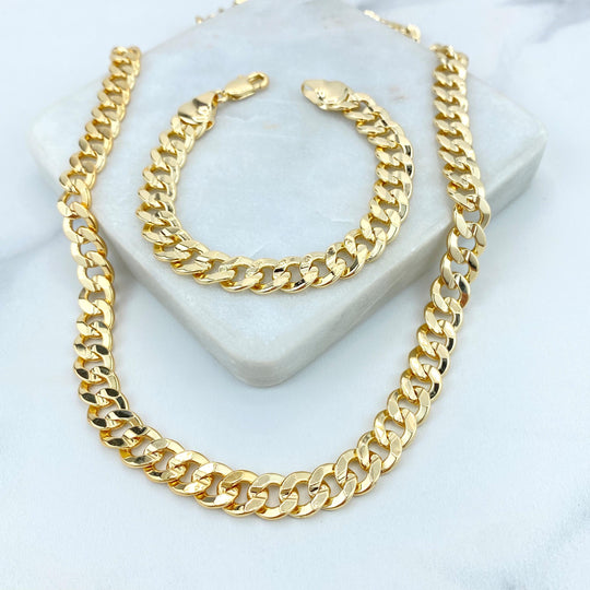 18k Gold Filled 9mm Curb Link Polished Chain, or Bracelet, Chunky Cuban Link Chain, Lobster Claw Curb Link Chain, Chunky Unisex Chain