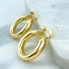 18k Gold Filled 25mm Tubular Hoop Huggie Earrings, Polished Hoop Earrings, Tube Round Hoop Earrings, Dome Tube Hoop