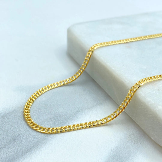 18k Gold Filled 3mm Curb Link Chain Necklace, Curb Link Chain with 24 Inches, 3mm Cuban Link Chain, DIY Curb Link Chain