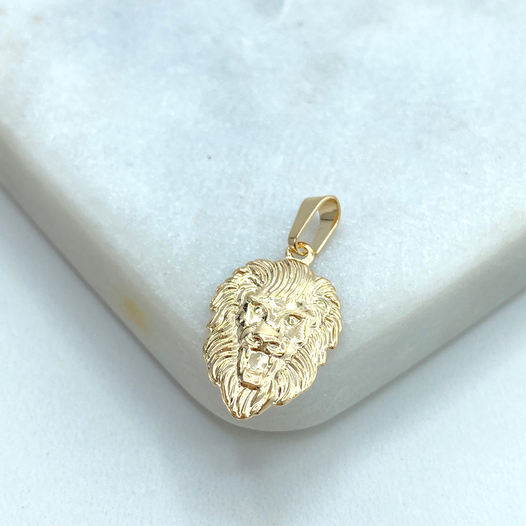 18k Gold Filled Textured Lion Leo Head Charm, Lion Face Head Charm, DIY Lion Charm, Zodiac Lion, Lion Head Pendant