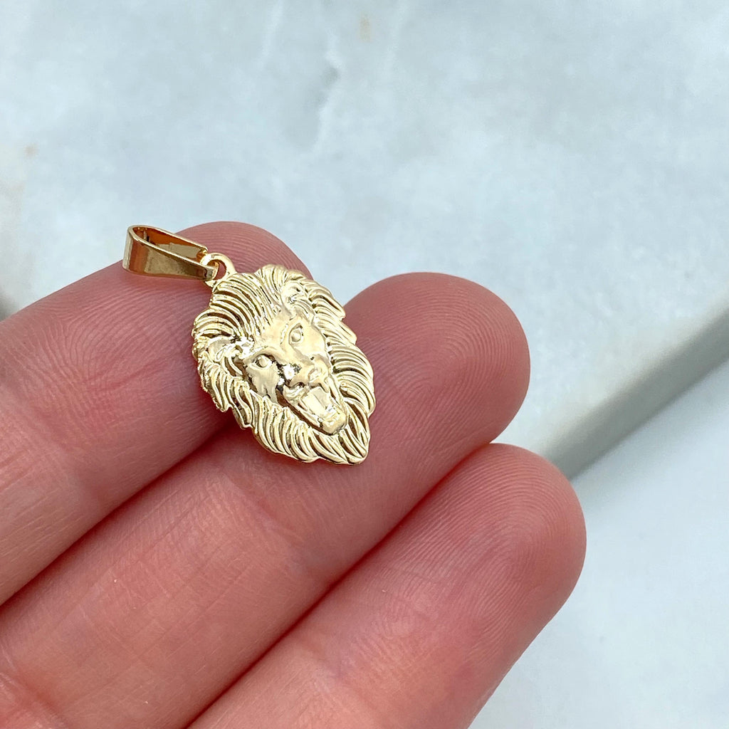 18k Gold Filled Textured Lion Leo Head Charm, Lion Face Head Charm, DIY Lion Charm, Zodiac Lion, Lion Head Pendant