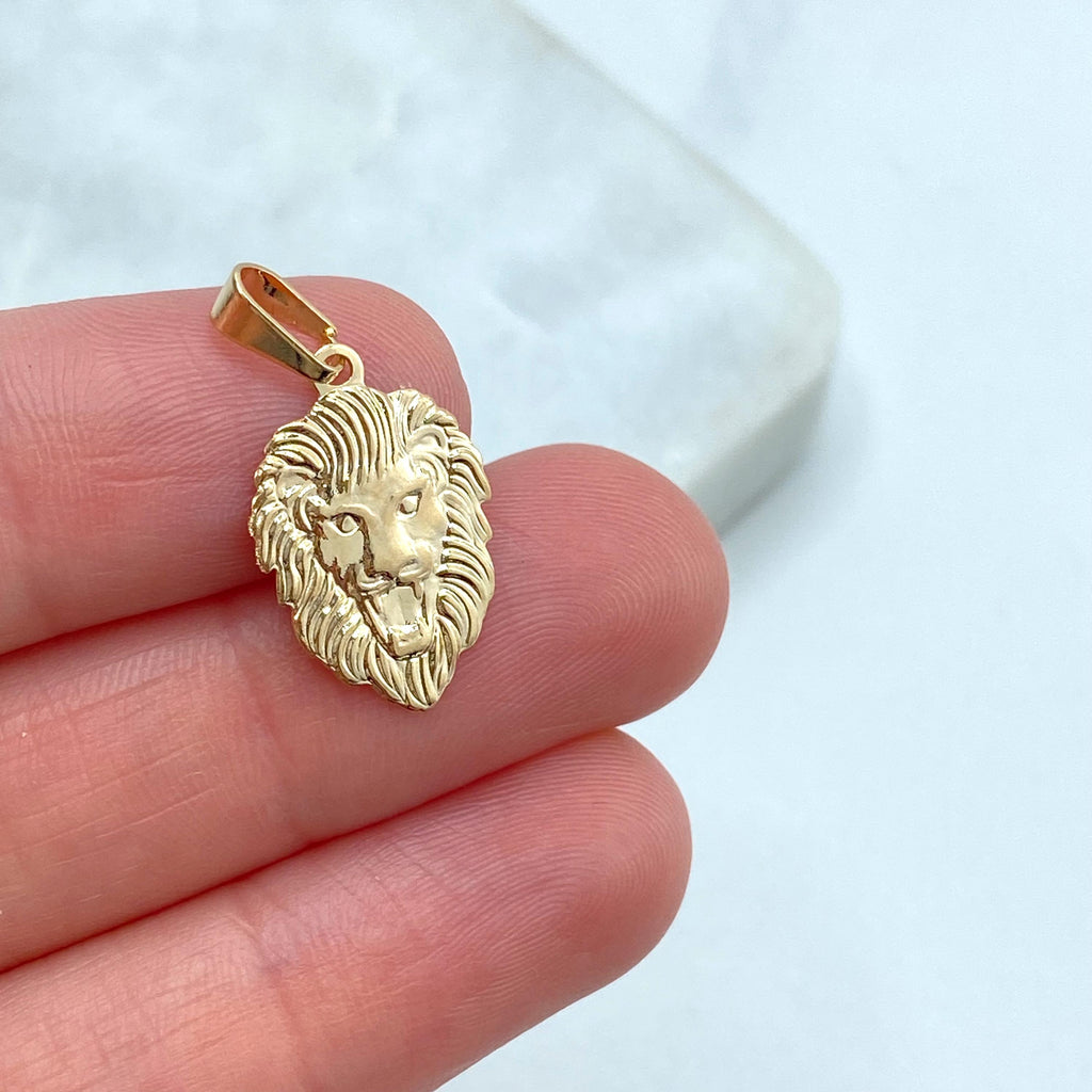 18k Gold Filled Textured Lion Leo Head Charm, Lion Face Head Charm, DIY Lion Charm, Zodiac Lion, Lion Head Pendant