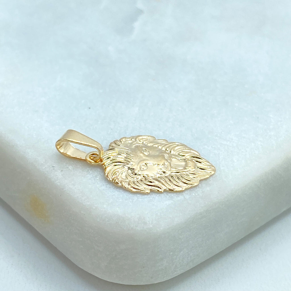 18k Gold Filled Textured Lion Leo Head Charm, Lion Face Head Charm, DIY Lion Charm, Zodiac Lion, Lion Head Pendant