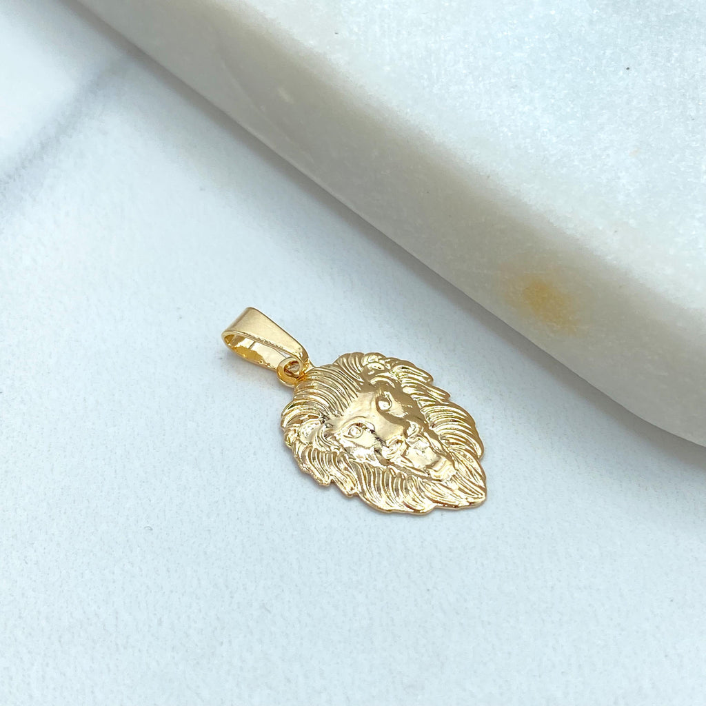 18k Gold Filled Textured Lion Leo Head Charm, Lion Face Head Charm, DIY Lion Charm, Zodiac Lion, Lion Head Pendant