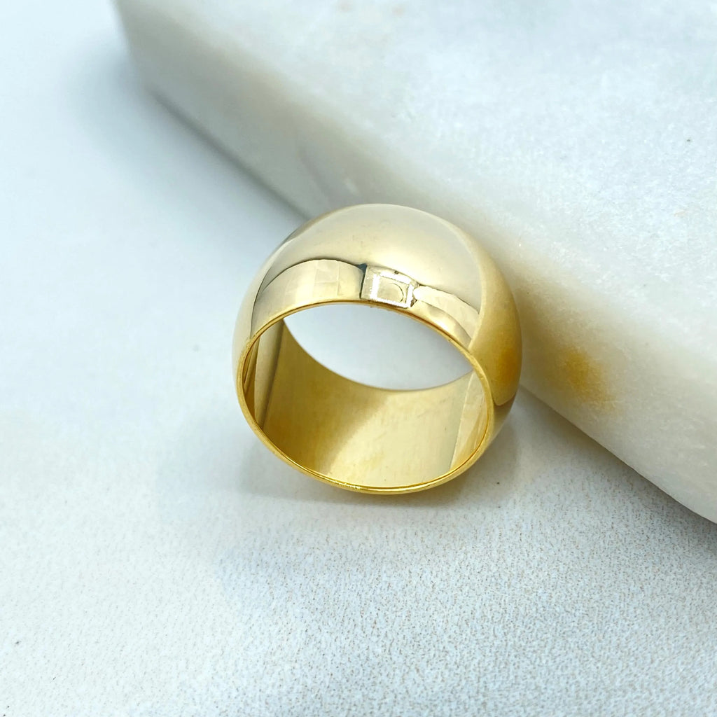 18k Gold Filled Comfort Fit Dome Band, 10mm Wide Simple Band Ring, Bold Statement Band Ring, Chunky Polished Gold Ring