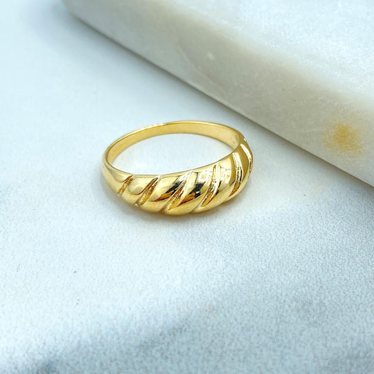 18k Gold Filled Croissant Ring, Twisted Dome Ring, Chunky French Croissant Ring, Minimalist Twist Signet Ring