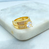 18K Gold Filled Bridal Ring Set, Engagement and Wedding Band Set, with Round Cut Solitaire & Pave CZ