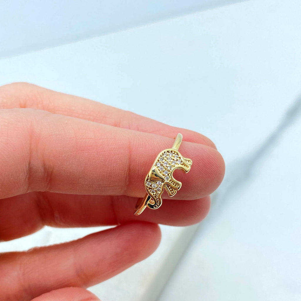 18k Gold Filled Pave Elephant Ring, Dainty Elephant Ring, Micro CZ Elephant Ring
