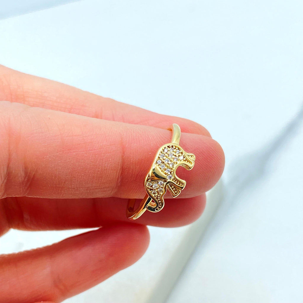 18k Gold Filled Pave Elephant Ring, Dainty Elephant Ring, Micro CZ Elephant Ring