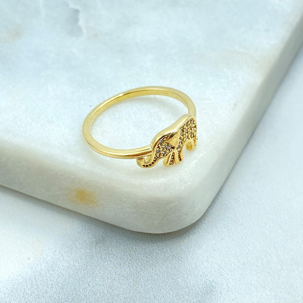 18k Gold Filled Pave Elephant Ring, Dainty Elephant Ring, Micro CZ Elephant Ring