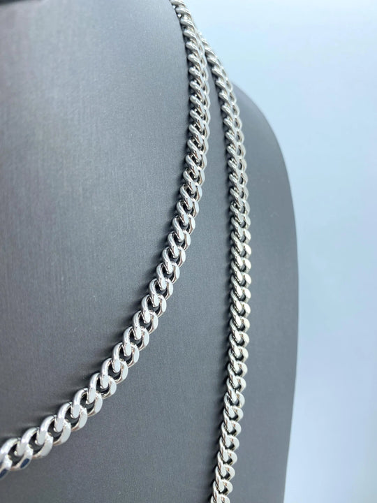 7mm Miami Cuban Link In Silver Filled Featuring Lobster Clasp, Unisex Curb Link Chain, Bracelet or Chain Set