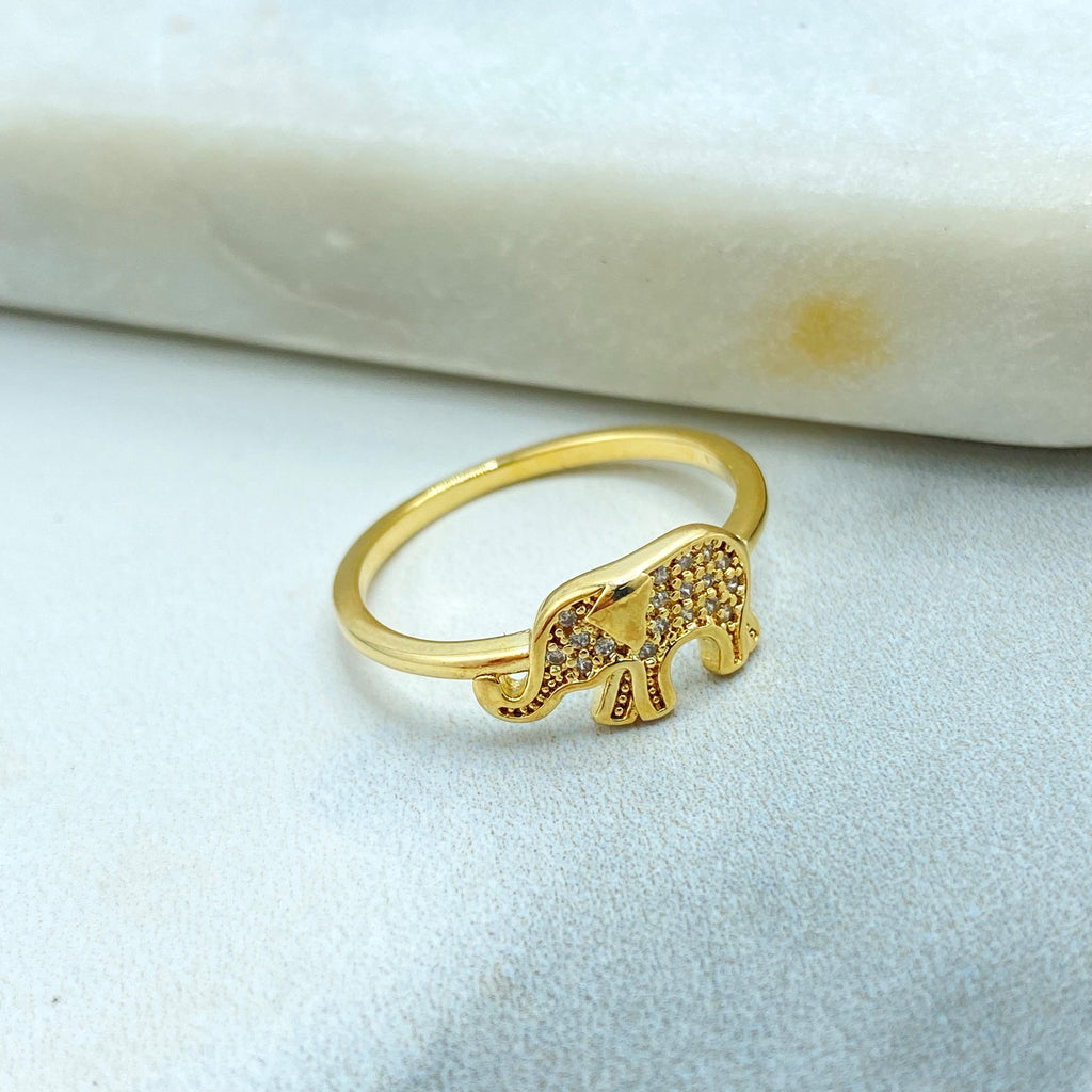 18k Gold Filled Pave Elephant Ring, Dainty Elephant Ring, Micro CZ Elephant Ring