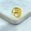 18K Gold Filled Triple Band Adjustable Ring, Rope Detail and CZ Accent, Bold Stack Look in One Ring