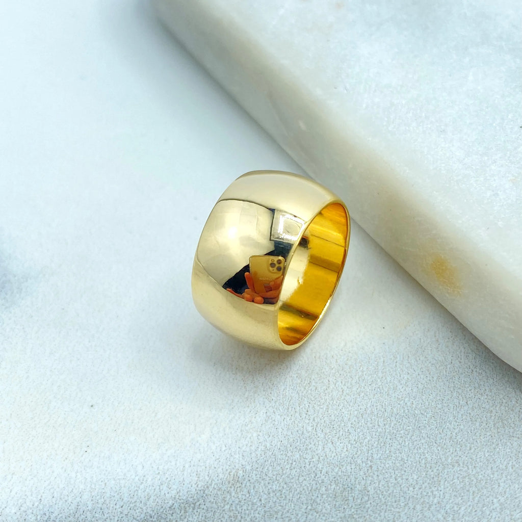18k Gold Filled Comfort Fit Dome Band, 10mm Wide Simple Band Ring, Bold Statement Band Ring, Chunky Polished Gold Ring