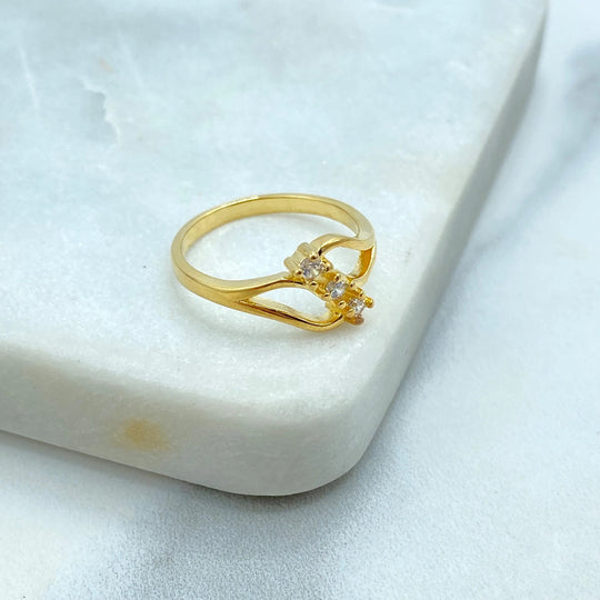 18k Gold Filled Minimalist Engagement Ring, CZ Ring, Dainty Gold Ring, Promise Ring, Pave Layered Ring