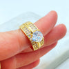 18K Gold Filled Bridal Ring Set, Engagement and Wedding Band Set, with Round Cut Solitaire & Pave CZ