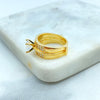 18K Gold Filled Bridal Ring Set, Engagement and Wedding Band Set, with Round Cut Solitaire & Pave CZ