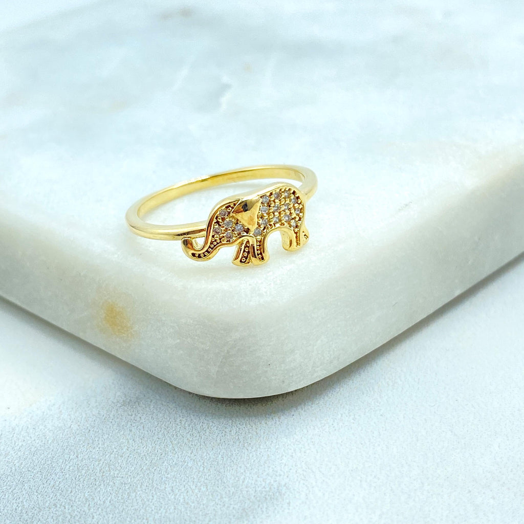 18k Gold Filled Pave Elephant Ring, Dainty Elephant Ring, Micro CZ Elephant Ring