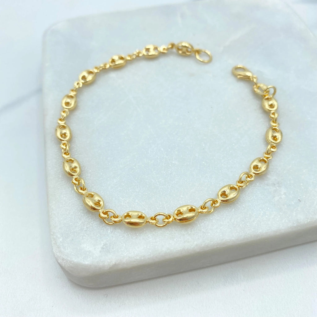 18k Gold Filled Puff Mariner Chain, or Bracelet, Puffed Puff Mariner Link Chain, Mariner Anchor, Chunky Link Mariner