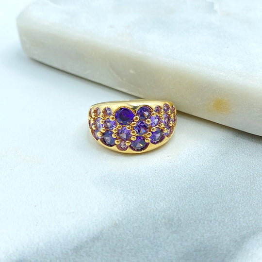 18k Gold Filled Multi Gemstone Ring, Colorful Gemstone Statement Ring, Pink, Purple, Blue or Colored Stones Ring