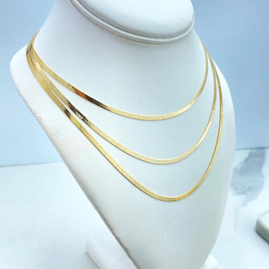 18k Gold Filled 3mm Herringbone Snake Chain, 14 Inches, 16 Inches or 18 Inches, with Extender, Dainty Snake Chain for DIY