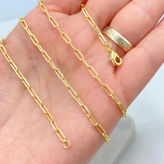 18k Gold Filled Paperclip Link Chain, Classic Paperclip Chain Necklace, Ideal for DIY Jewelry Making