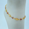 18k Gold Filled Linked Anklet, with Puffed Elephants and Red Evil Eye Charm, Luck and Protection Anklet, Summer Anklet