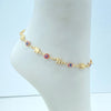 18k Gold Filled Linked Anklet, with Puffed Elephants and Red Evil Eye Charm, Luck and Protection Anklet, Summer Anklet