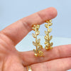 18k Gold Filled Leaf Hoop Earrings, Dainty CZ Vine Earrings, Botanical Jewelry, Bridal Hoops, Leaf CZ C-Hoop