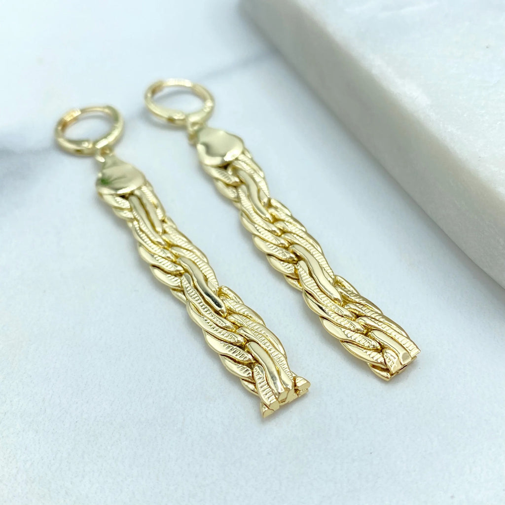 18k Gold Filled Specialty Chain Drop Earrings, 18k Gold Filled Drop Earrings with Twisted Specialty Chain Design
