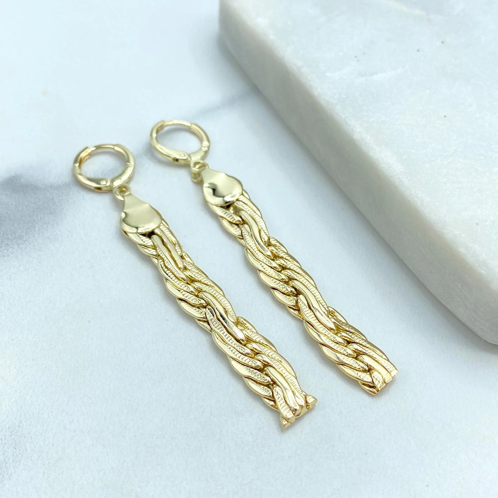 18k Gold Filled Specialty Chain Drop Earrings, 18k Gold Filled Drop Earrings with Twisted Specialty Chain Design