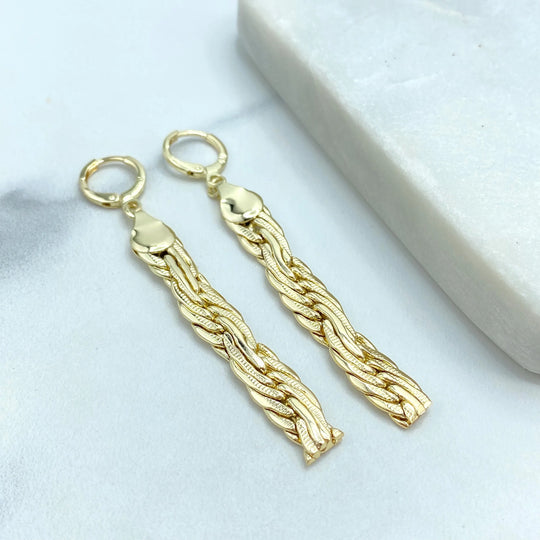 18k Gold Filled Specialty Chain Drop Earrings, 18k Gold Filled Drop Earrings with Twisted Specialty Chain Design