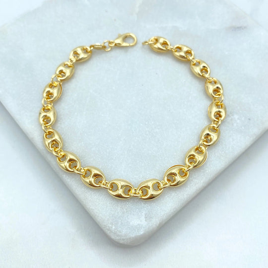 18k Gold Filled 6mm Mariner Anchor Chain, Bracelet, Chunky Link Mariner Chain Linked Bracelet, 7 Inches