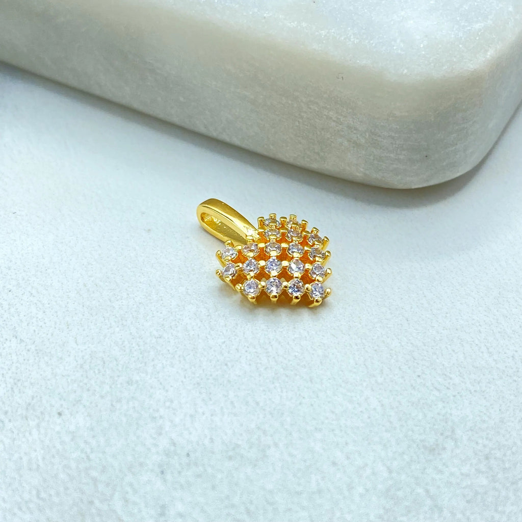 18k Gold Filled Heart Charm with CZ Stones, Micro Pave Pendant, Sparkly Gold Heart Charm for Necklace