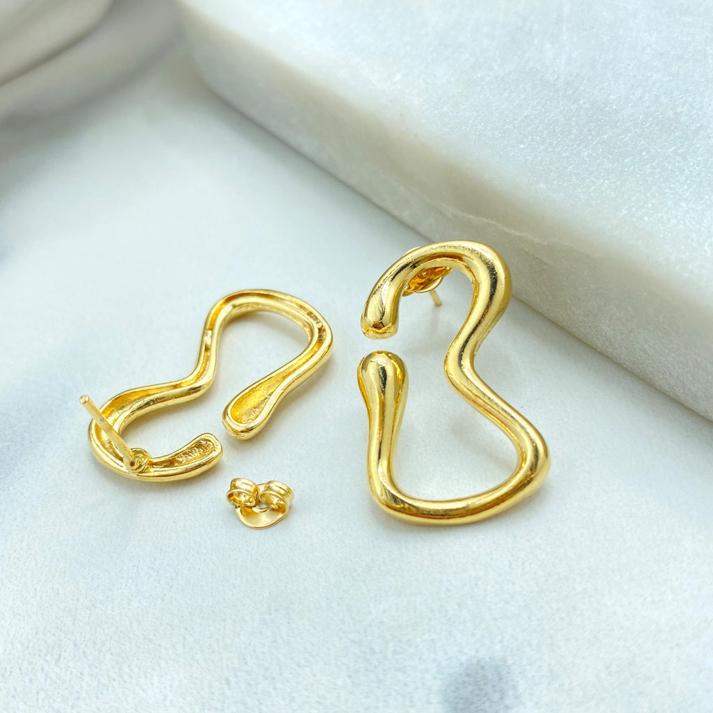 18k Gold Filled Abstract Wave Stud Earring, Bold & Artistic Wave-Shaped Stud Earrings, Modern, Earrings, Lightweight Stud