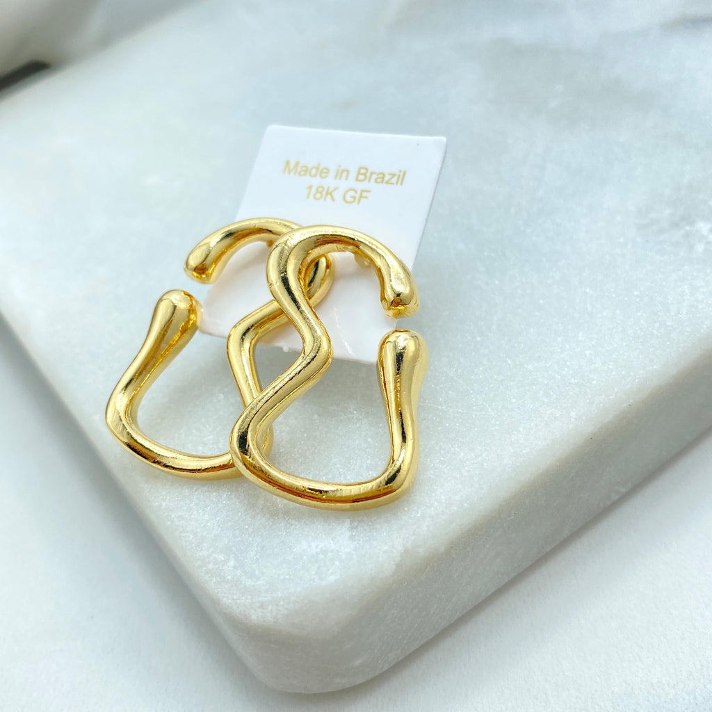 18k Gold Filled Abstract Wave Stud Earring, Bold & Artistic Wave-Shaped Stud Earrings, Modern, Earrings, Lightweight Stud