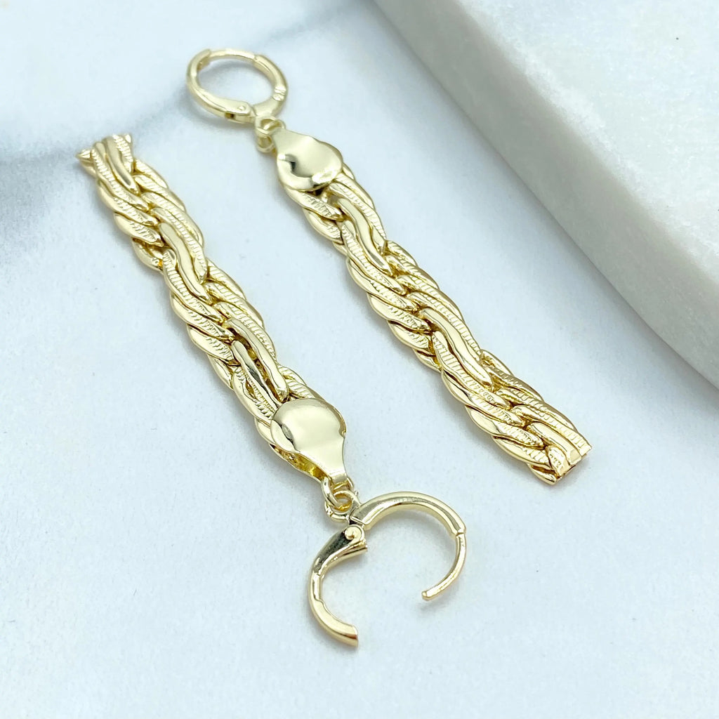 18k Gold Filled Specialty Chain Drop Earrings, 18k Gold Filled Drop Earrings with Twisted Specialty Chain Design