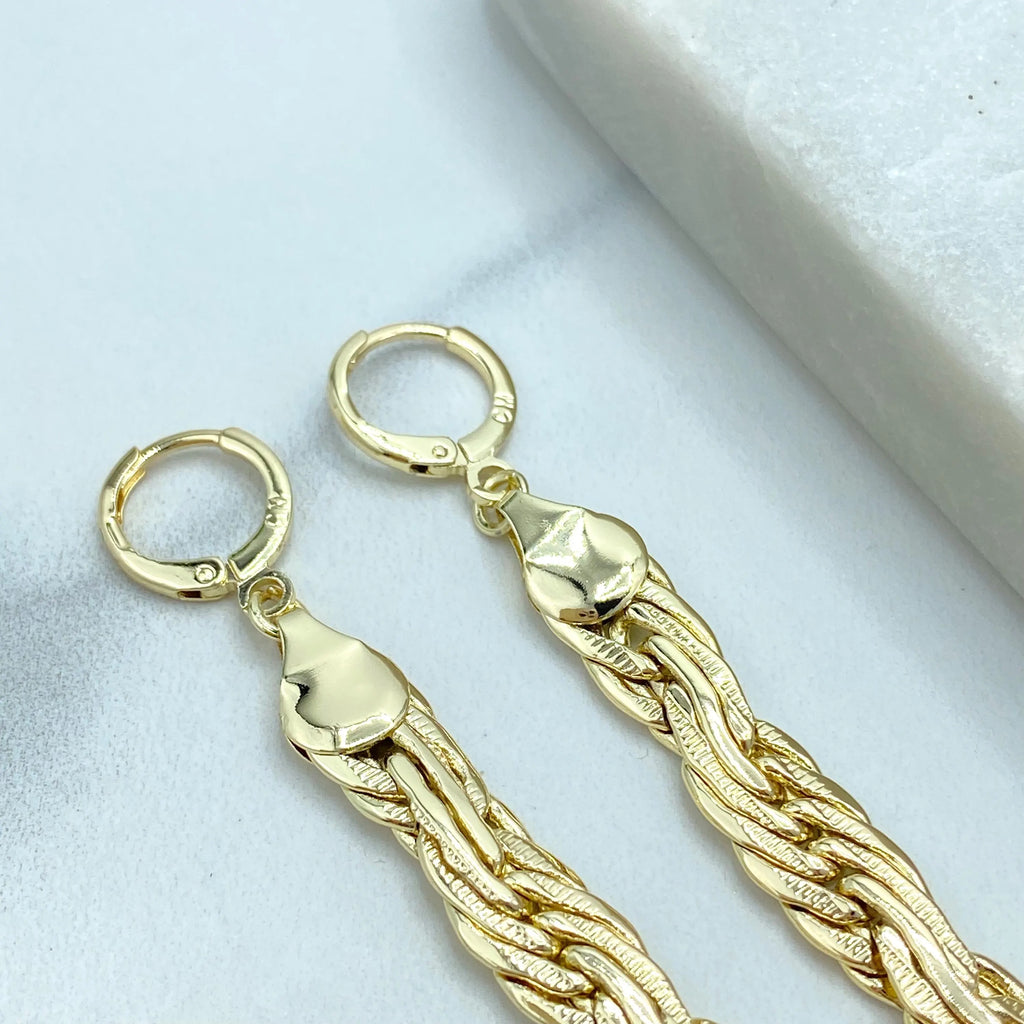 18k Gold Filled Specialty Chain Drop Earrings, 18k Gold Filled Drop Earrings with Twisted Specialty Chain Design