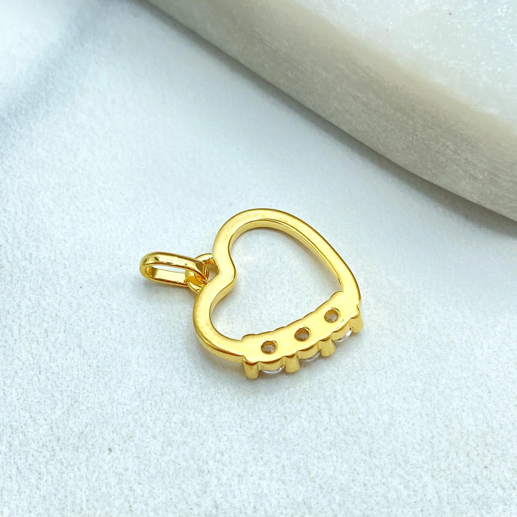 18k Gold Filled Open Heart Charm with CZ Accents, Delicate Pendant, Love Jewelry, Minimalist Charm, Gift for Her