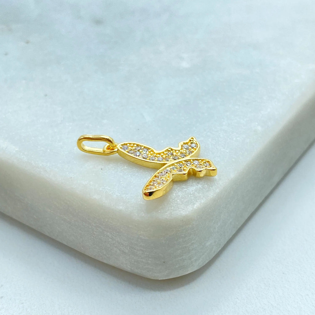 18k Gold Filled Micro CZ Butterfly Charm, Dainty Charm, Nature-Inspired Jewelry, DIY Butterfly Charm