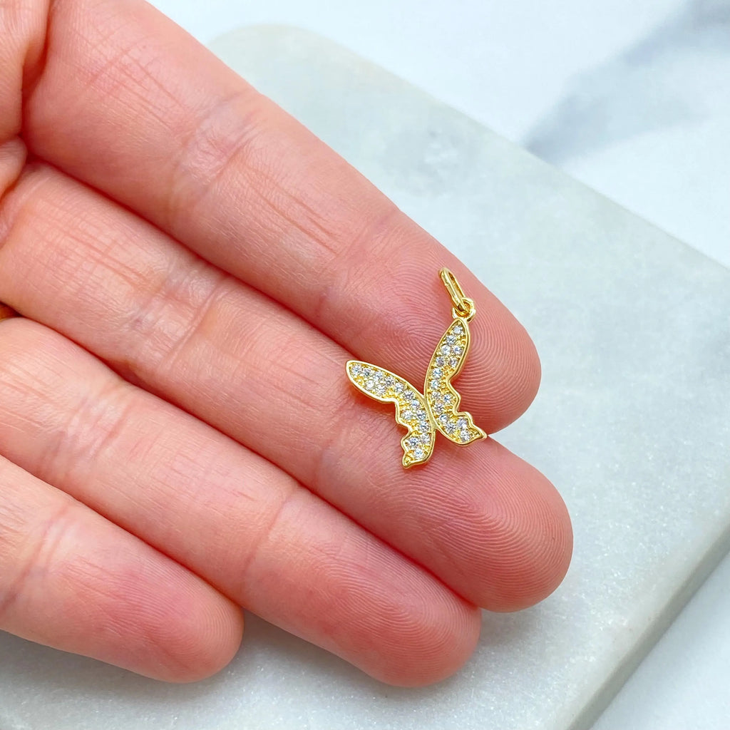 18k Gold Filled Micro CZ Butterfly Charm, Dainty Charm, Nature-Inspired Jewelry, DIY Butterfly Charm